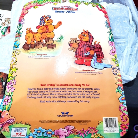 Teddy Ruxpin Grubby Sleepy Time Outfit 1987 Pajama and Slippers Vintage - Picture 4 of 11